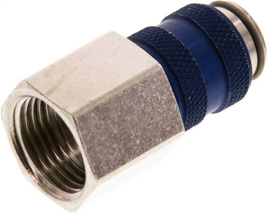 Schnellkupplung (NW5) G 3/8"(IG), Messing vernickelt, blau