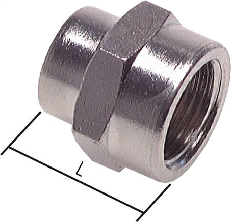 Muffe G 3/4"-G 1/2", Messing vernickelt