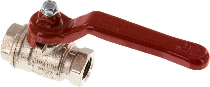 Messing-Kugelhahn, kurz, G 1/4", -0,9 bis 50 bar, voller Durchgang