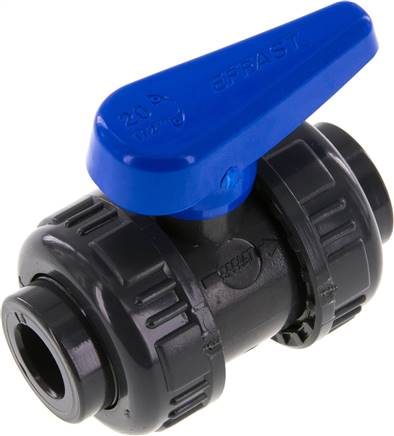 Klebemuffen-Kugelhahn, PVC-U / EPDM, 16mm (Wasserausf.)