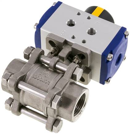 Pneumat. Edelstahl-Kugelhahn, G 3/4", doppeltwirkend, FKM-Dichtung