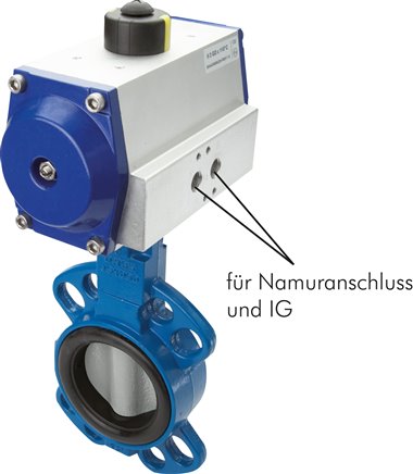 Pneum. Klappe 2-1/2"-150 lbs (ANSI B 16.5) GGG40/GGG40 epoxidbeschichtet/EPDM,  Feder-schließend