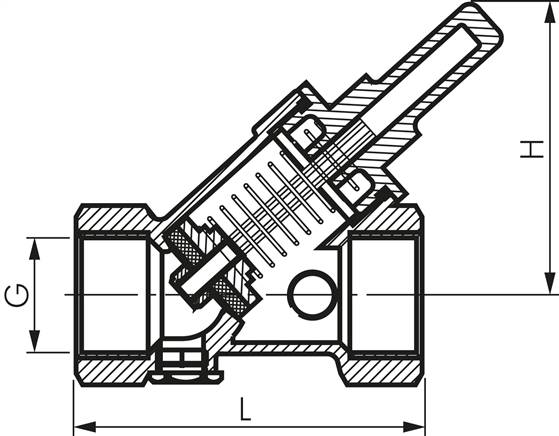 Schrägsitz-Rückschlagventil, Rp 1-1/2", PN 10 / FKM-Dichtung, Messing