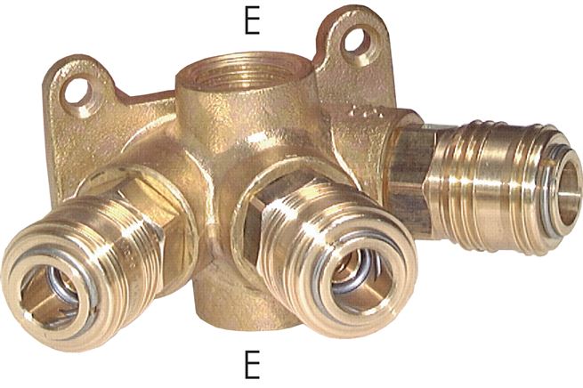 Wanddose mit 2 x G 1/2" und 3 x Schnellkupplungen NW 7,2