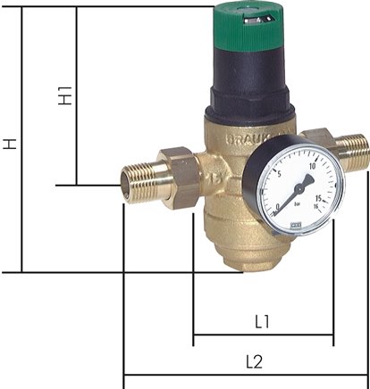 Druckminderer für Trinkwasser R 1-1/4", 1,5 - 6 bar, DVGW, PE 25bar