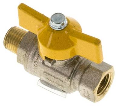 Messing-Kugelhahn, DVGW, R 1/4" / Rp 1/4", -0,9 bis 50bar, Knebelgriff