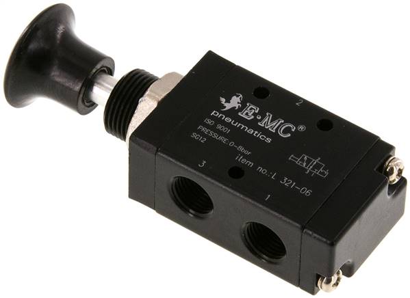 3/2-Wege Axial-Handhebelventil, Raste, G 1/8"