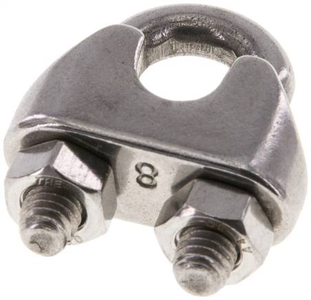 Drahtseilklemme f. 8,0mm Seil, M 6, B=16, 1.4436