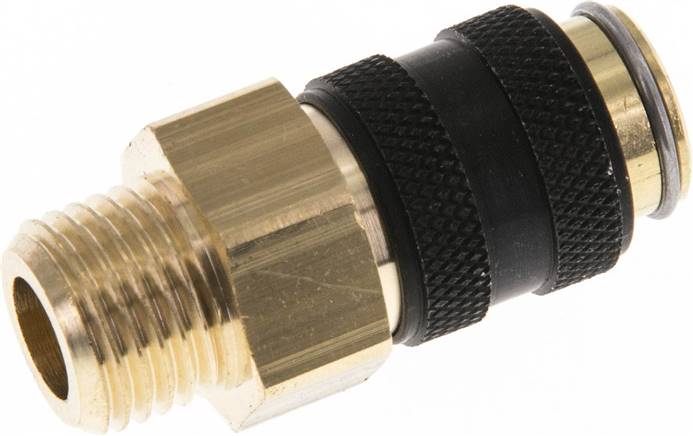 Schnellkupplung (NW5) G 1/4"(AG), Messing, für Stecker beidseitig absperrend, schwarz