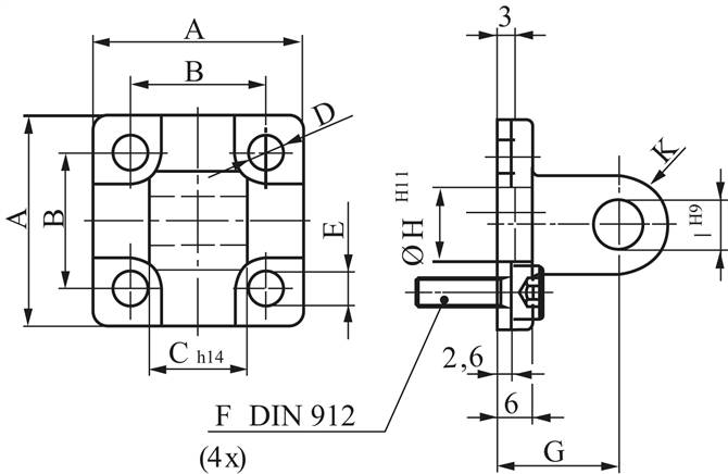 Laschenschwenkbefestigung für Kompaktzylinder 12 & 16 mm