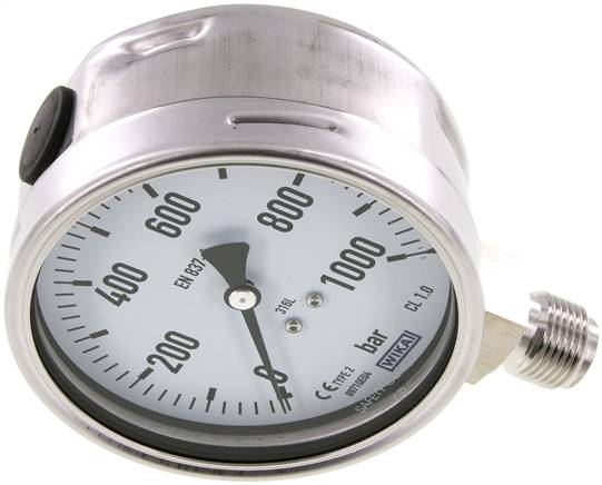 Chemie-Manometer senkrecht, 100mm, 0 - 1000 bar