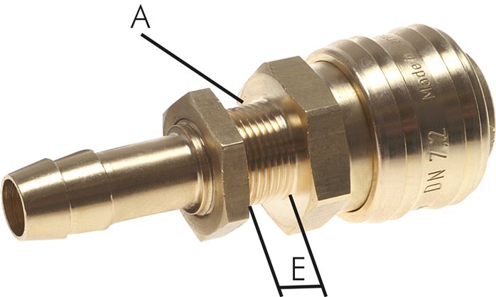 Schott-Schnellkupplung (NW7,2) 6 (1/4")mm Schlauch, Messing, für Stecker beidseitig absperrend