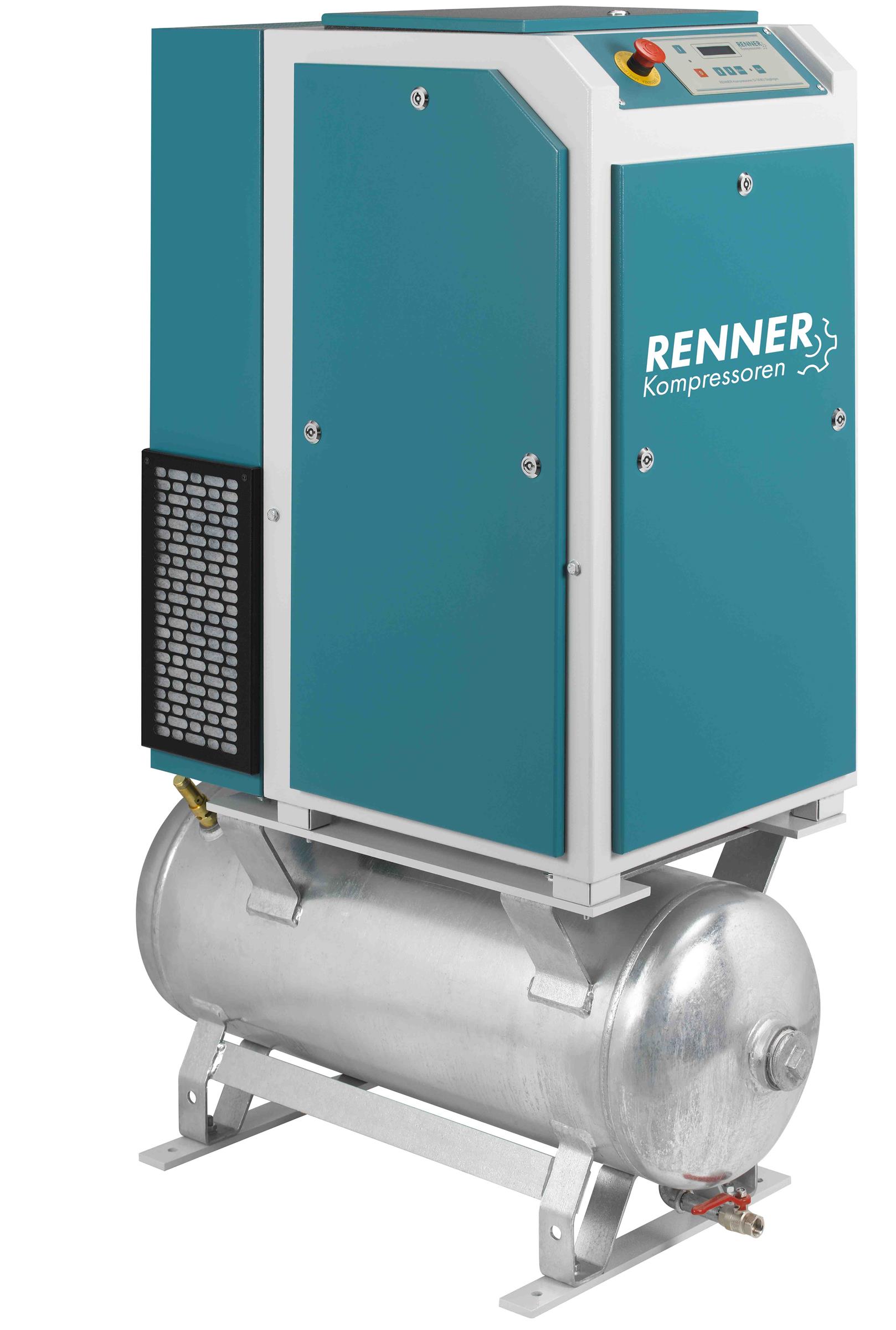 RENNER-Kompressor RSDF-PRO 5,5 auf 90 Liter Behälter- frequenzgeregelter Schraubenkompressor