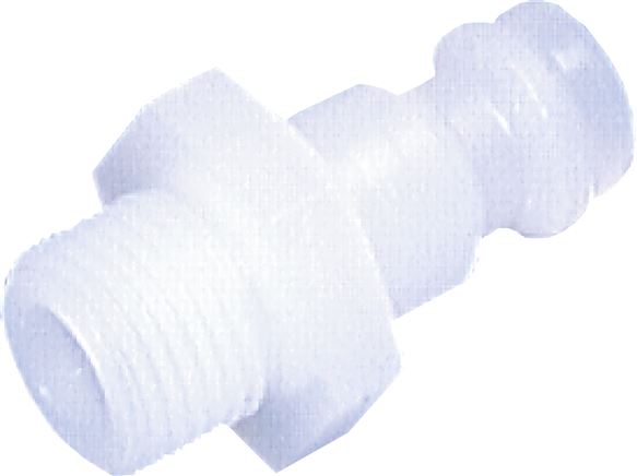 Kupplungsstecker (NW5) G 1/8", PVDF (AG), beidseitig absperrend