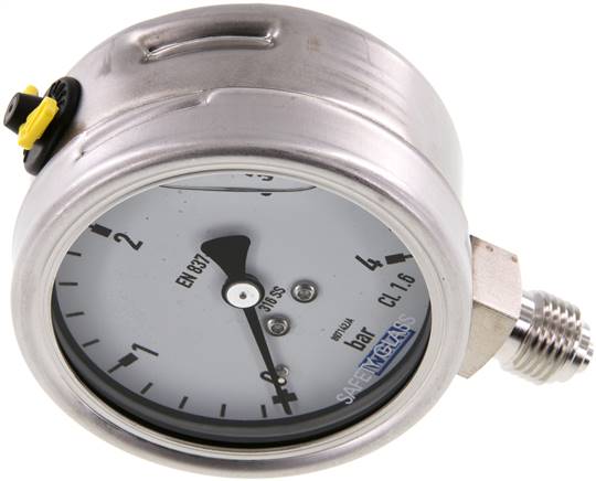 Chemie-Glycerin-Manometer senkrecht, 63mm, 0 - 4 bar