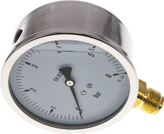 Glycerin-Manometer senkrecht (CrNi/Ms),100mm, 0 - 6 bar -Eco-Line