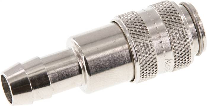 Schnellkupplung (NW5) 9 (3/8")mm Schlauch, Messing vernickelt, für Stecker beidseitig absperrend