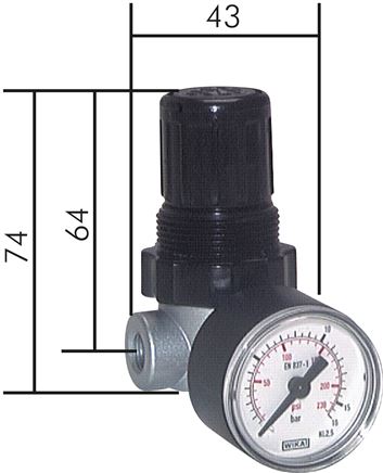 Mini-Druckregler G 1/8", 0,1 - 3,5 bar