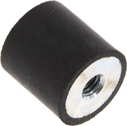 Gummi-Metall-Puffer einseitig mit Innengewinde M 6 (6 tief), D= 20 - H= 20 mm