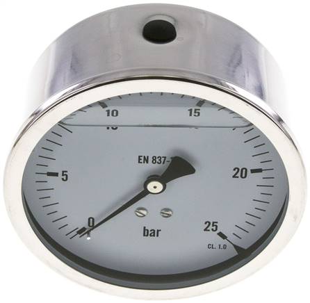 Glycerin-Manometer waagerecht (CrNi/Ms),100mm, 0 - 25bar -Eco-Line