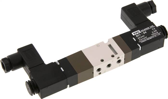 5/3-Wege Magnetventil, M 5, Mittelstellung entlüftet, 24 V AC