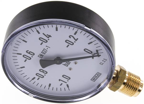 Manometer senkrecht, 100mm, -1 bis 0 bar