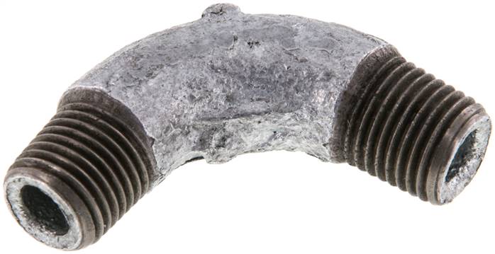 90°-Bogen R 1/4" (AG), Temperguss verzinkt