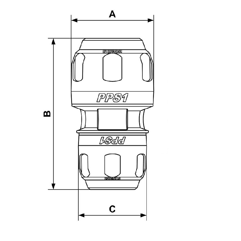 PREVOST-ROHRREDUZIERMUFFE für Rohr mit außen-Ø = 63 für Rohr mit außen-Ø = 50