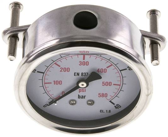 Glycerin-Einbaumanometer, 3kt-Frontring, 63mm, 0 - 40 bar -Eco-Line