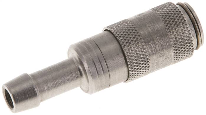 Schnellkupplung (NW2,7) 5mm Schlauch, Edelstahl, für Stecker beidseitig absperrend