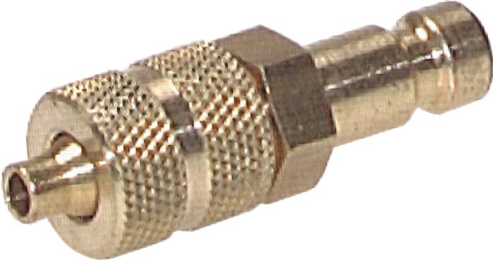 Kupplungsstecker (NW2,7) 6x4mm Schlauch, Messing, beidseitig absperrend