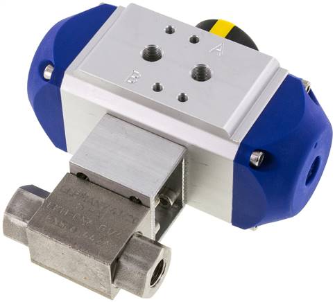 Pneumat. Hochdruck-Kugelhahn, Edelstahl, doppeltwirkend, G 1/4"