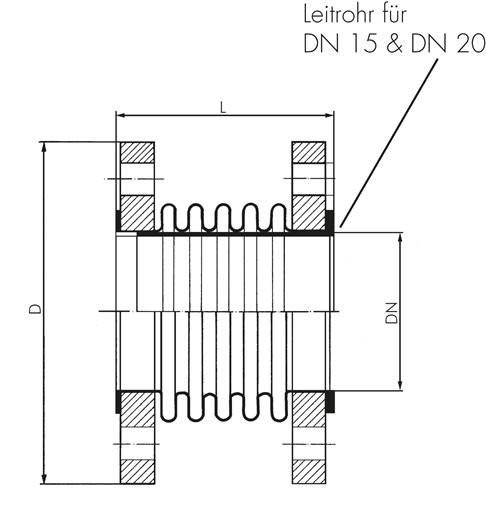 Kompensator, DN80-PN16 (DIN/EN), Edelstahl, Flansche Stahl verzinkt