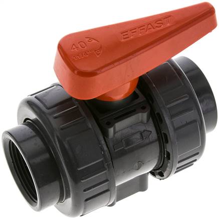 Kugelhahn, PVC-U / FKM, Rp 1-1/4" (Industrieausführung)