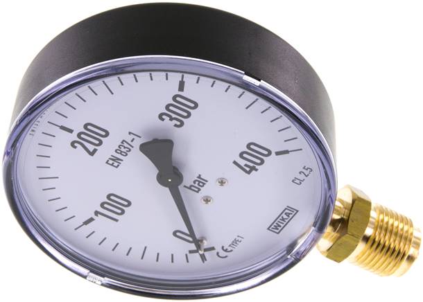 Manometer senkrecht, 100mm, 0 - 400 bar