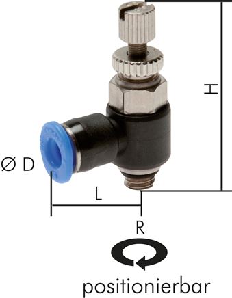 Mini-Winkel-Drosselrückschlagventile R 1/8"-6mm