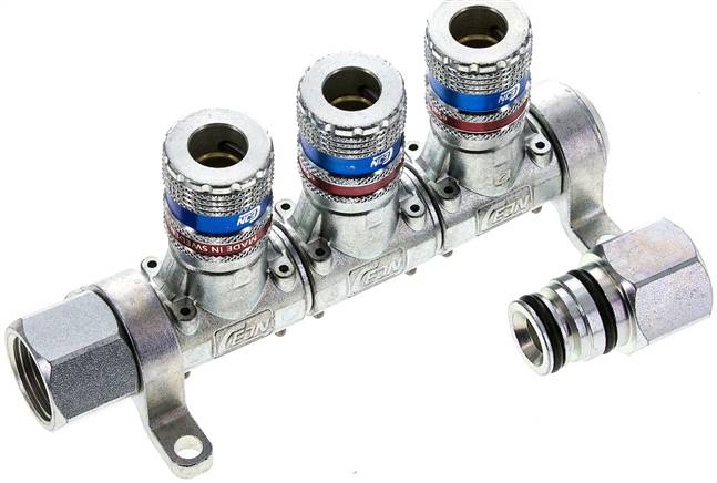CEJN Multilink 3-fach Verteiler, mit Sicherheitskupplung eSafe als Abgang