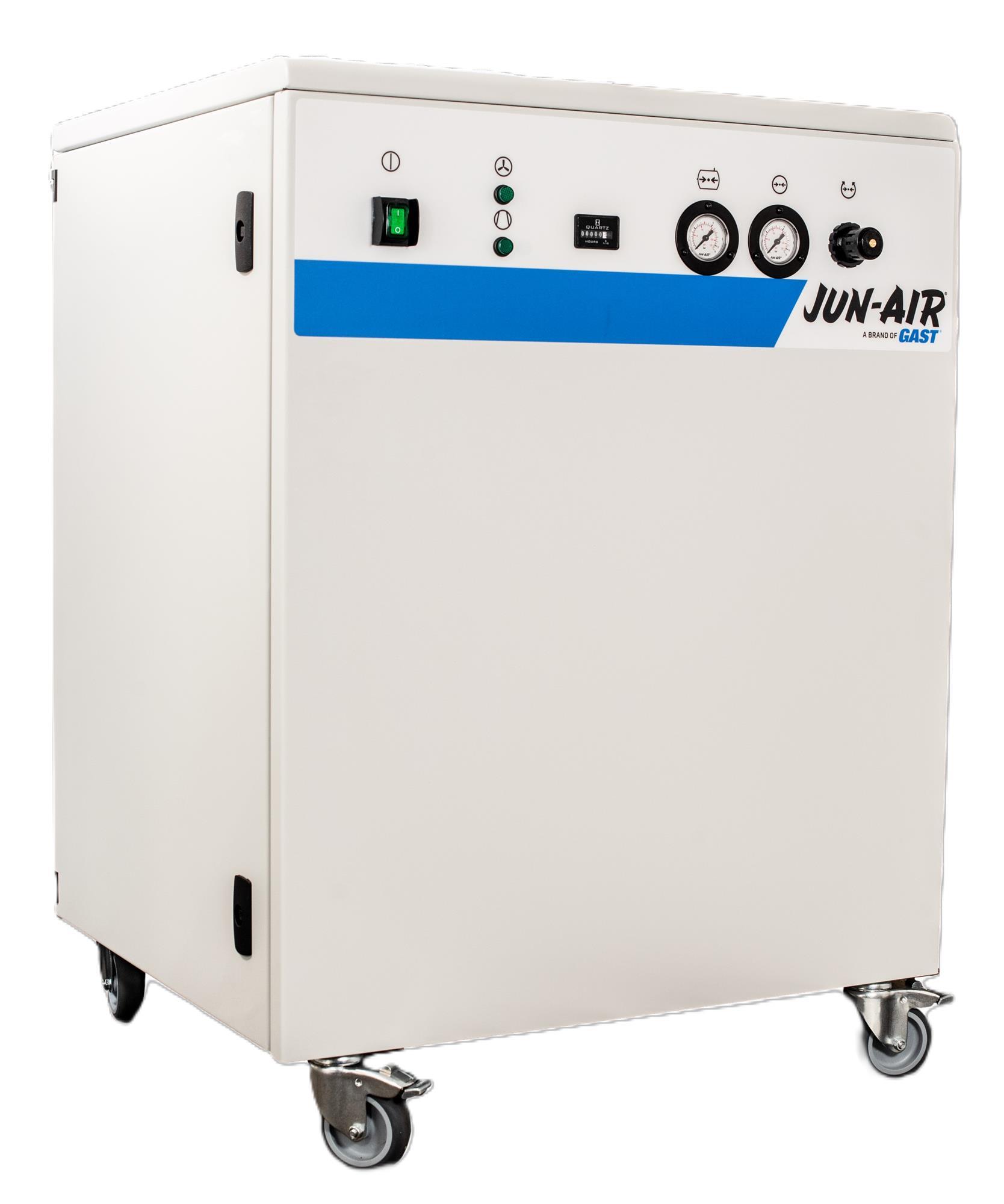 JUN-AIR ölfreier leiser Kompressor 2x106R-40M mit Tank schallgedämmt