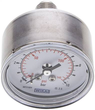 ES-Manometer waagerecht, 50mm, 0 - 10 bar, G 1/4"