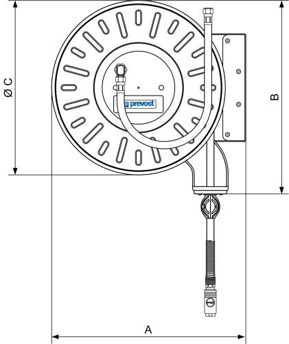 Prevost Schlauchaufroller 25 m für Wasser, offene Trommel DLO1625LS