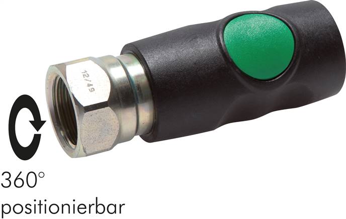 Sicherheits-Druckknopfkupplung (NW7,2), G 3/8" IG, Kunststoff