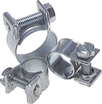 9mm Mini-Schlauchschelle, 16 - 18mm, Stahl verzinkt (W1)