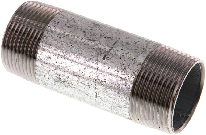 Rohrdoppelnippel R 1-1/4"-100mm, Stahlrohr ST 37 verzinkt