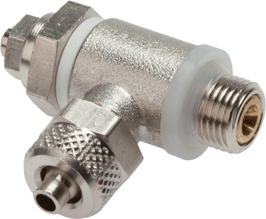 Drosselrückschlagventil G 1/8"-6 x 4mm, zuluftregelnd (A), Messing, Schlitzschraube und Kontermutter