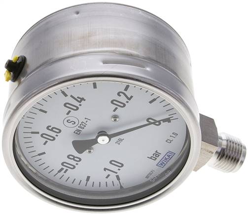 Sicherheits-Manometer senkrecht, 100mm, -1 bis 0 bar