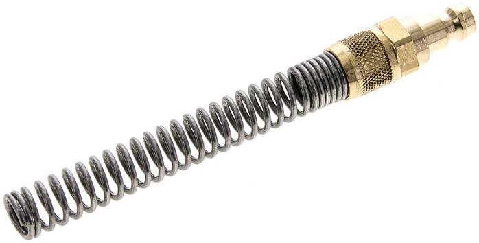 Kupplungsstecker (NW5) 8x6mm Schlauch m. Knickschutz, Messing