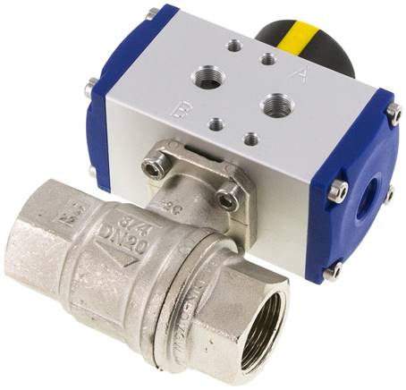 Pneumat. Messing-Kugelhahn, G 3/4", doppeltwirkend