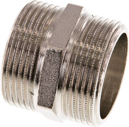 Doppelnippel G 1-1/4"-G 1-1/4", Messing vernickelt