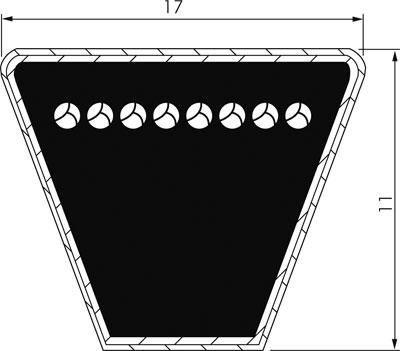 Klassischer Keilriemen DIN 2215, B/17x11, Li=737mm, B29