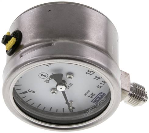 Sicherheits-Manometer senkrecht, 63mm, 0 - 16 bar